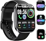 Smartwatch Herren Damen mit ChatGPT-AI, 1.91' Fitness Tracker Bluetooth Anrufen, Smart Watch Pulsuhren Schlafmonitor Schrittzähler Uhr, 110+Sportmodi Sportuhr, IP68 Wasserdicht für iOS/Android Schwarz