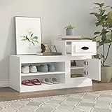 AUVYI Schuh-Organizer Schlafzimmer Weiß 100x42x60 cm Holzwerkstoff Klassischer Schuhschrank Feuchtigkeitsbeständigkeit Auszeichnet Schuhaufbewahrung Ausreichend Stauraum