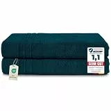 Komfortec 2er Saunahandtuch Set 80x200 cm, Große Saunatücher aus 100% Baumwolle, Sauna Handtücher, Flauschig und Saugstark, Schnelltrocknend, Petrol