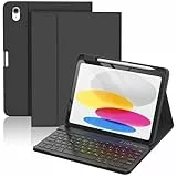 CC Store Hülle mit Tastatur für iPad A16 11 Generation 2025/10 Generation 2022 (11/10.9 Zoll), Magnetische abnehmbare deutsche Tastatur mit Stifthalter für iPad 11/10 Gen, QWERTZ Layout (Schwarz)