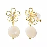 Vissen Ohrringe Silber 925 Kirschblüte Ohrclips Damen Hochzeit Ohne Ohrlöcher Perlen Ohrringe Golden Blume Blau Ohrclips Silber Hängend Zirkonia Anhänger Modeschmuck