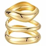 Emibele Gold Armreifen für Frauen, 3PCS Unregelmäßige Chunky Gold Armband Scharnier Offen für Frauen, Breiten Arm Manschette Minimalist Chunky Schmuck Geschenke für Valentinstag Weihnachten Geburtstag