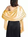 Atigy Stola Damen Festlich Satin Tuch Schal Elegant Braut Stola Schal fur Abendkleid Hochzeit (Gold)