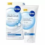 NIVEA - Frische Tagespflege – Gesichtscreme LSF 15 – intensive Feuchtigkeit 24 Stunden – Aufpolstert & erfrischt – Vitamin E & Lotusextrakt – leichte Textur – normale Haut – 50 ml