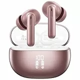 KI Kopfhörer Übersetzer, 42H Bluetooth 5.4 Sprachübersetzer Kopfhörer mit 164 Sprachen, 6 Übersetzungsmodi Echtzeit Übersetzer Ohrhörer mit ENC Mic, 3 in 1 Übersetzungskopfhörer für Business Roségold