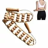 mizikuu Massageroller Rücken mit Griff, Holz Massagegerät Anti Cellulite Rückenmassagegerät Maderotherapie Faszienroller mit Griff Massageroller für Nacken, Beine, Rücken