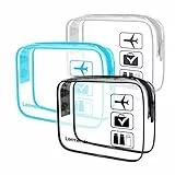 Lermende Kulturbeutel, transparent, TSA-geprüft, Reisetasche, Handgepäck für Reisen, Flughafenzubehör, konforme Tasche, Quartgröße, Make-up-Kosmetiktasche, für Damen und Herren, Schwarz, Grau, Blau, 3