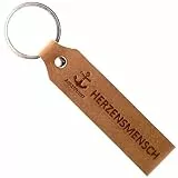 ANKERPUNKT Geschenke für Frauen & Männer Schlüsselanhänger Herzensmensch Leder - Geschenk für Freund, Freundin, Partner zum Geburtstag, Weihnachten - dunkelbraun Made in Germany
