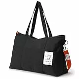 Dizdvizd Reise Duffel Bags Damen und Herren, wasserdichte Sporttasche Übernachtungstasche Handgepäcktasche für Wochenendausflug, Schwimmen, Wandern, Yoga und Sauna, Schwarz