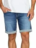 Replay Jeans Shorts Herren Stretch Kurz Slim Fit New Anbass Kurze Hosen Bermuda Shorts Sommer Denim Einfarbig, Farbe:Dark Blue (007), Weite:36W