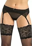Teyli Strumpfhalter Damen - Strumpfgürtel für Damen aus Mesh - Strapsgürtel im Klassischen Schnitt - Garter Suspender Belt Schwarz L