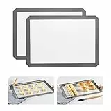 KitchenRaku 2er Set Silikon Backmatte 29.5x42cm,Antihaftbeschichtung Backmatte aus Silikon Dauerbackfolie Wiederverwendbar Backfolie BPA frei,Brillantes Grau