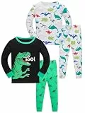 SOIBEEN Pyjamas für Jungen Dinosaurier Schlafkleidung Baumwolle Nachtkleidung 4-teilige Kinder Langarm PJs Set 7 Jahre