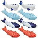 VEGOATY 8 Stück Porzellan Essstäbchenhalter: Handgefertigte Keramik Essstäbchenhalter, Kreative Porzellan Stäbchen Halter, Essstäbchen Ablage, Fisch-Design Für Tischdekoration Und Küche