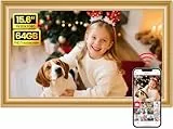 64GB FRAMEO 15,6 Zoll Digitaler Bilderrahmen - 1920 * 1080P FHD IPS Touchscreen Digitale Bilderrahmen, Auto Rotation Elektronischer Fotorahmen, Teilen Sie Fotos/Videos Sofort