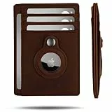 SLIMJACK® Wallet für Apple AirTag - Schlankes Portmonaie mit Fach - Kreditkartenetui mit RFID-Schutz - Kleiner Geldbeutel für Herren - Smart Wallet für Karten & Apple AirTag - Dunkelbraun