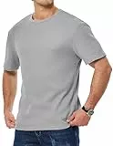 JMIERR Herren Waffel T-Shirts Loose Baumwolle T Shirt 2025 Casual Rundhalsausschnitt Kurzarm Hem Grau M