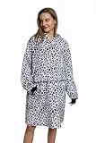 GAYYNE Hoodie Decke mit Ärmeln Deckenpullover, Tragbare Decken Hoodie Damen, Ultra Weiche Sherpa Fleece Hoodie Sweatshirt mit Big Pocket als Geschenke für Frauen Damen Krawattenfarbe Weiß