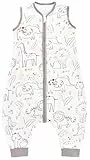 Chilsuessy Baby Schlafsack Sommer mit Füßen 0.5 Tog 100% Baumwolle Kinder Sommerschlafsack für Jungen und Mädchen, Glück Tiere, 80cm/Baby Höhe 90-100cm