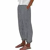 Retourenkauf-70-99-Günstiger Culottes Hosen Damen Weite Hose Damen Sommer Push Up Leggings Damen Po Baumwoll Leinen Einfarbiges 7/8 Hosen Mit Taschen Kurze Leggings (Black, S)