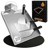 Bergfeld BBQ Grillplatte - Premium Plancha Set [30x40 cm] - 5mm massiver Edelstahl - 25% dicker als die meisten Planchas - inkl. 3er Grillspachtel-Set - auslaufsichere Ecken