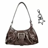 VOSSOT Y2K Bag, Vintage Bag, mit Taschenanhänger, Women Handtasche, Schultertasche mit Reißverschluss PU Leder Hobo Y2K Handtasche Vintage für Teenager Mädchen, Perfekt für Party Date Alltag