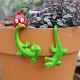 Blumentopf Hänger Tier Deko Figuren,2 Stück Gartendeko für Draußen,Niedlichen Tiere Harz Statue Gartendeko,Weihnachtsgartendekoration für Terrassenteich Zinkwannen Pflanzschale Garten (Eidechsen)