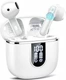Bluetooth Kopfhörer 5.4, Kopfhörer Kabellos Bluetooth In Ear mit 4 ENC Noise Cancelling Mics, 40Std Stereo Ohrhörer mit LED Ladecase USB-C, IP7 Wasserdicht Sport Wireless Earbuds für IOS Android, Weiß