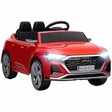 AIYAPLAY Kinder Elektroauto 12V Audi Q8 Kinderauto mit 2,4G Fernbedienung, 2 Motoren MP3 Musik & Hupe, Elektrofahrzeug mit Scheinwerfer, 4 gefederte Räder für 3-4 Jahre Kinder, Rot