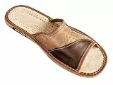 Apreggio Hausschuhe Herren Pantoffeln Leich Natural 100% Leder Naturprodukt Handgefertigt Braun Fester Sohle Komfort Bequeme Weich_43 EU_Braun