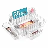 Vtopmart 28 Stücke Schubladen Organizer mit 4 Größen, Schminktisch Organizer, Organizer Schublade, Organizer Tabletts für Küchen, Schmuck, Schlafzimmer, Büro