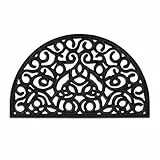 Relaxdays Fußmatte Gummi, 45 x 75 cm, wetterfest, rutschfest, Fußabtreter Ornamente, Türvorleger innen u. außen, schwarz