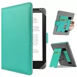 HoYiXi Universal Hülle für 6.8'' / 7' Paperwhite/Pocketbook/Tolino/Sony eReader Kompatibel mit/Kobo Clara HD/Kobo Clara 2E Leder Schutzhülle,6.8 Kindle Cover Case,Cyan
