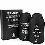 AG Kühlmanschette, Set aus 2 Kühlern, Weinkühler, Flaschenkühler, Sektkühler, Edel und hochwertig mit witzigen Sprüchen, Wiederverwendbar