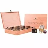 Adventskalender Pralinen, Weihnachtskalender Schokolade - Geschenk für Erwachsene - 24 handgefertigte Pralinen in Holzkiste - Geschenkidee Frauen, Männer, Mann, Frau, Mama, Eltern, Oma, Papa, Opa