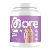 MORE Protein, Strawberry Milkshake, 600 g, Mix aus Whey Konzentrat und Casein ideal zum Muskelaufbau und -erhalt, mit Laktase - made in Germany