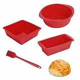 3 Stück Silikonform Kuchen,Silikon Backform Set,Silikonbackform Kastenform Antihaftmittel,Backform Rechteckig Silikon Backform Rund,Silikonbackformen Wiederverwendbare für Gebäck Brot Backen