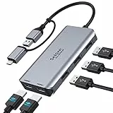 USB 3.0 Docking Station Dual HDMI USB C Hub Dual Monitor Docking Station mit HDMI 4K 60Hz für Windows & macOS USB 3.0 to Dual HDMI Adapter für M1/M2 MacBook Pro/Air, Dell/ HP/ Surface Pro