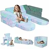 MeMoreCool Spielsofa Schlafsofa Kinder, Schaumstoff Soft Bausteine Couch, Fancy Spielsofa einen aufregenden Indoor-Spielplatz für das Kinderzimmer, Kuschelecke ideal für Kinder, Farbstern