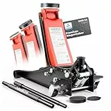 Arebos 3T Hydraulischer Rangierwagenheber flach | Unterfahrhöhe 75-505 mm | Doppelkolben | 2 Auflagen | Wagenheber Jack | Heber Ständer KFZ Auto PKW