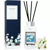 DIUFJAG Weiße Jasmin Raumduft Duftstäbchen Mit 8 Stäbchen,120ml,Home Duft White Jasmine Reed Diffuser Lufterfrischer für Schlafzimmer Büro Badezimmer Regal Dekor