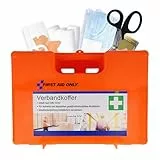 First Aid Only Erste Hilfe Koffer DIN 13157 mit Wandhalterung | Verbandskasten für Betriebe und Haushalte gefüllt nach DIN 13157:2021 | Tragegriff, Montagematerial und 90°-Arretierung | P-10016