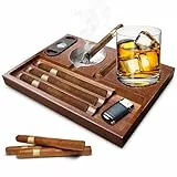 Zigarren Aschenbecher, Hölzerne Zigarren Aschenbecher, Zigarrenaschenbecher Holz Set Mit Zigarrenschneider, Mit Zigarrenhalter Whiskey Ständer, Zigarren Zubehör Für Zuhause Büro Draußen