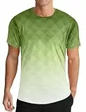 APTRO Herren T Shirt Sport Tshirts Trainingsshirt Funktionsshirt Schnelltrocknend Laufshirt Gym Shirt Farbverlauf Armeegrün L