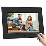 Digitaler Bilderrahmen, 17,8 cm / 7 Zoll Digitaler Bilderrahmen Voll-IPS-Display Elektronischer Fotorahmen Video Musik-Wiedergabe Kalender Wecker mit Fernbedienung, USB/SD-Kartensteckplätze (ohne WiFi