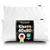 John Cotton Kopfkissen 40x80 cm – 2er Set Hotel-Luxus-Stepp-Kissen für Nackenschmerzen, Verstellbares Kissen mit Reißverschluss - 450g Füllung, Schlafkissen für Allergiker, Oeko-TEX (40 x 80)