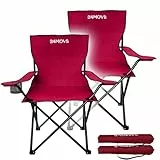 24MOVE® Faltstuhl rot 2er Set Campingstuhl Anglerstuhl mit Getränkehalter - Anglersessel klappbar - Klappstuhl Gartenstuhl Faltstuhl Relaxsessel Campingsessel faltbar, Polyester, draußen oder drinnen
