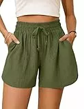 Totatuit Kurze Hose Damen Shorts Damen Sommer Kurze Sporthose Baumwolle Laufshorts Trainingshose Hosen Kurz Laufhose für Fitness Yoga Running Armeegrün XXL