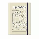 Eine der Guten Terminkalender A5 - Kalender 2025 2026, 18 Monate Wochenplaner für Juli 25 bis Dez. 26 mit Gummiband, Hardcover Studienplaner im Spalten-Layout, Gelb Blau Rosa, klimaneutral, FSC Papier