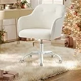 SONGMICS Homeoffice Stuhl, Drehstuhl, Schreibtischstuhl, höhenverstellbar, bis 110 kg belastbar, atmungsaktiver Sherpa-Stoff und PU, für Arbeitszimmer, Schlafzimmer, cappuccinobeige OBG019W01